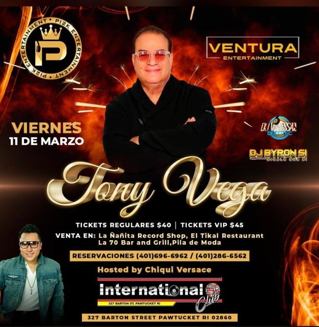 Concierto de Tony Vega en Pawtucket, Rhode Island, Estados Unidos, Viernes, 11 de marzo de 2022