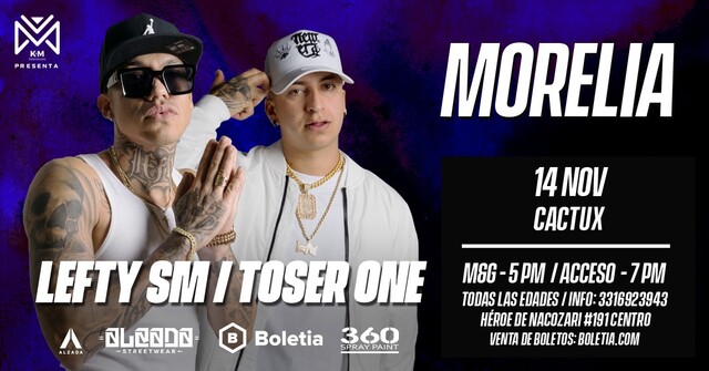 Concierto de Toser One, LEFTY SM Y TOSER ONE | Morelia Michoacán 2021, en Morelia, Michoacán, Mexico, Domingo, 14 de noviembre de 2021