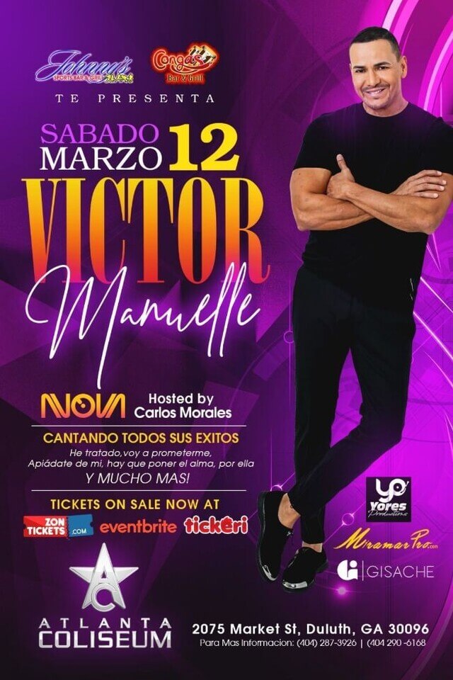 Concierto de Víctor Manuelle en Duluth, Georgia, Estados Unidos, Sábado, 12 de marzo de 2022