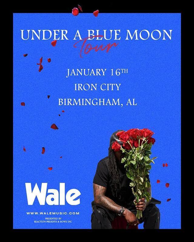Concierto de Wale, Under A Blue Moon Tour, en Birmingham, Alabama, Estados Unidos, Domingo, 16 de enero de 2022