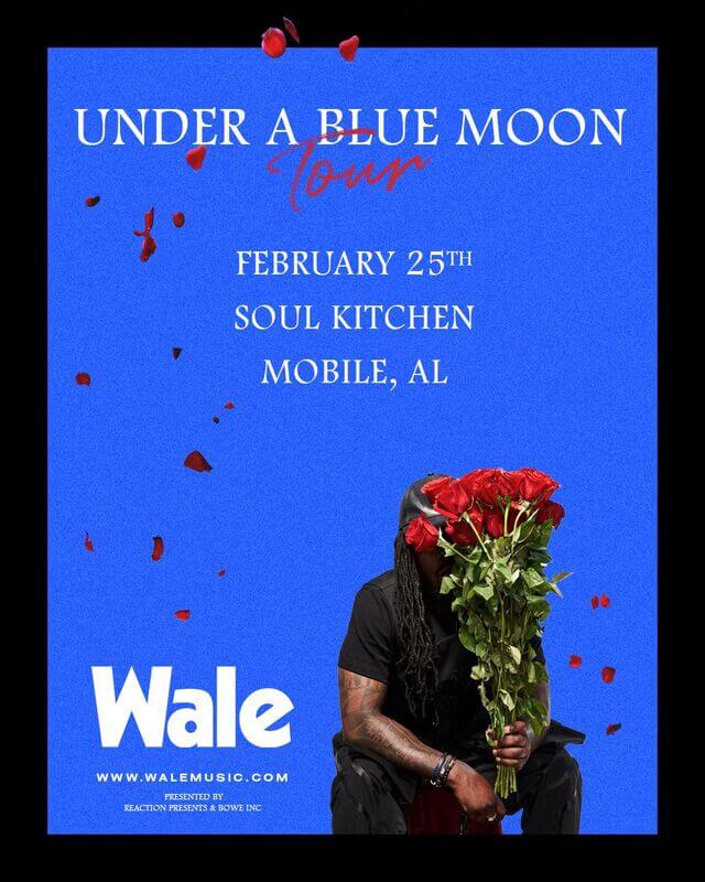 Concierto de Wale, Under A Blue Moon Tour, en Mobile, Alabama, Estados Unidos, Viernes, 25 de febrero de 2022