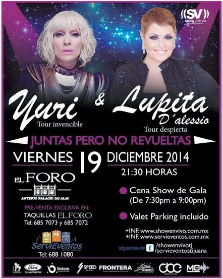 Concierto de Yuri en Tijuana, Baja California, México, Viernes, 19 de diciembre de 2014