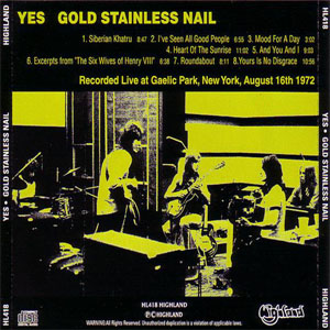 Álbum Gold Stainless Nail de Yes