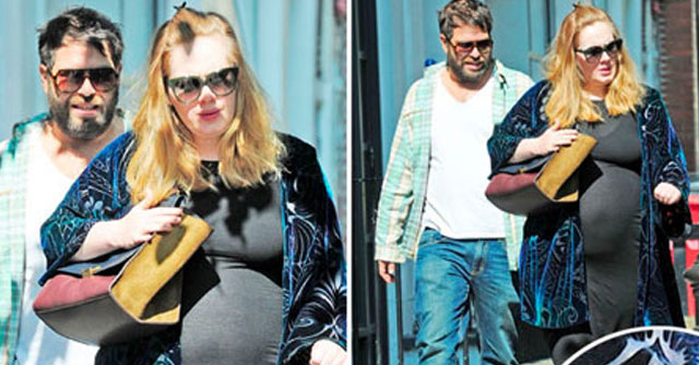 Adele embarazada y su novio Simon Konecki