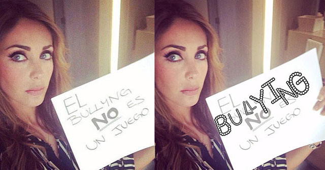 Anahí se une a campaña contra la violencia pero es criticada al escribir mal la palabra bullying 