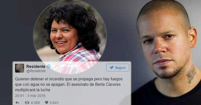 René Pérez de Calle 13 indignado por asesinato de Berta Cáceres 