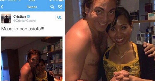 Cristian Castro casi desnudo en Twitter