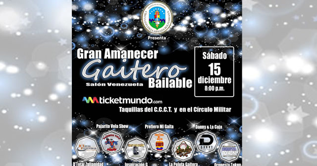 Gran Amanecer Gaitero bailable en el Salón Venezuela del Circulo Militar de Caracas