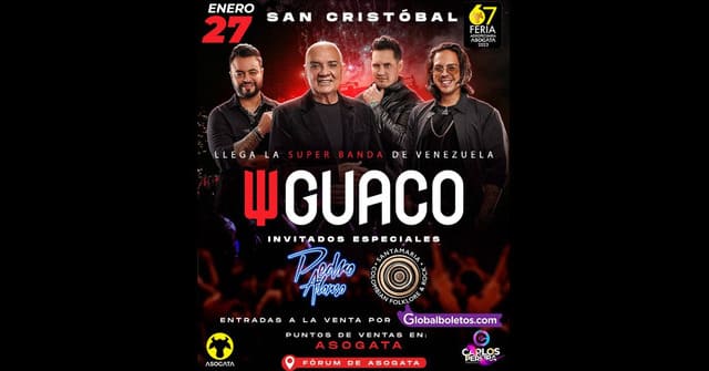 Guaco presentará concierto en San Cristóbal