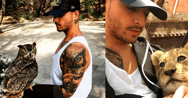 Maluma pasó el día con un bebé león y es lo más adorable