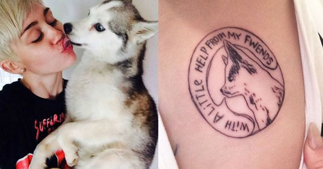 Miley Cyrus se tatúa el recuerdo de su viejo perro Floyd