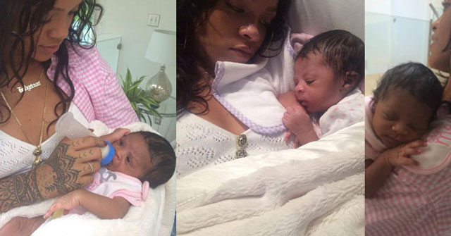 Rihanna juega a ser madre