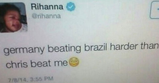 Rihanna compara la goleada de Alemania contra Brasil con los golpes que recibía de Chris Brown