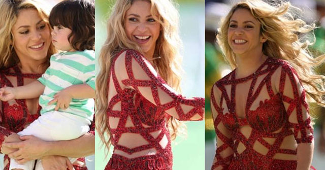 Shakira muestra barriga de embaraza  en el Mundial Brasil 2014